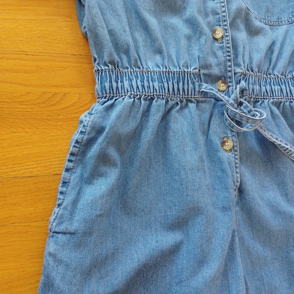 Vintage Studio Wear Romper Medium Denim ButtonUp Floral Daisies Embroidered - Picture 6 of 11